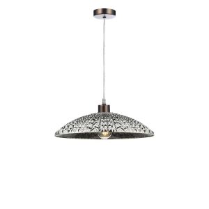 Alto 1 Light E27 Antique Chrome Adjustable Pendant C/W A Large Faceted Shade In A Acrylic Mirrored Finish