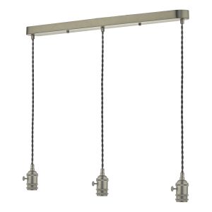 Accessory 1 Light E14 Adjustable Linear Suspension Antique Chrome With Grey Braided Cable
