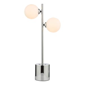 Spiral 2 Light G9 Polished Chrome Table Lamp C/W Inline Switch C/W Opal Glass Shades