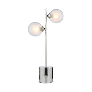 Spiral 2 Light G9 Polished Chrome Table Lamp C/W Inline Switch C/W Clear & Opal Glass Shades