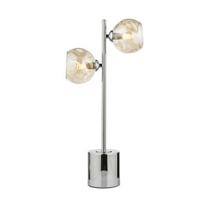 Spiral 2 Light G9 Polished Chrome Table Lamp C/W Inline Switch C/W Champagne Organic Glass Shades