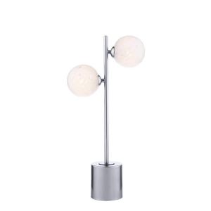 Spiral 2 Light G9 Polished Chrome Table Lamp C/W Inline Switch C/W White Confetti Glass Shades