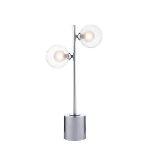 Spiral 2 Light G9 Polished Chrome Table Lamp C/W Inline Switch C/W 12cm Opal & Clear Ribbed Glass Shades