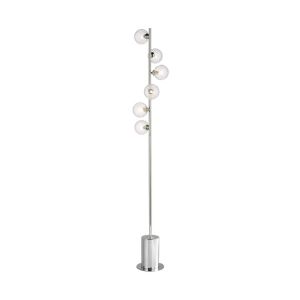 Spiral 6 Light G9 Polished Chrome Floor Lamp With Inline Foot Switch C/W Clear Twisted Style Closed Glass Shades