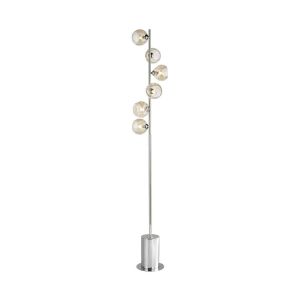 Spiral 6 Light G9 Polished Chrome Floor Lamp With Inline Foot Switch C/W Champagne Organic Glass Shades