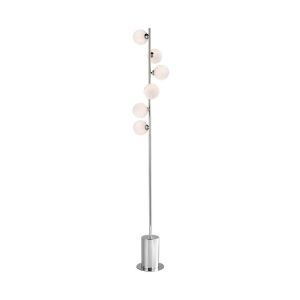 Spiral 6 Light G9 Polished Chrome Floor Lamp With Inline Foot Switch C/W White Confetti Glass Shades