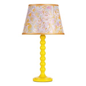 Spool 1 Light E14 Yellow Bobbin Wood Style Table Lamp With Inline Switch (Base Only)