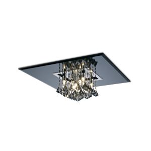 Starda Flush Ceiling Square 8 Light G9 Chrome/Smoked Mirror/Smoked Crystal