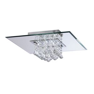 Starda Flush Ceiling Square 8 Light G4 Chrome/Crystal (Item Is Not Suitable For Charlestonl Order Sales, COLLECTION ONLY), NOT LED/CFL Compatible