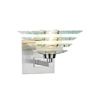 Stirling 1 Light G9 Polished Chrome Wall Light With Stacked Bevelled Edged Glass Shade