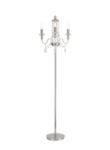 Strake Floor Lamp, 3 Light E14, Polished Chrome/Clear Glass/Crystal, (ITEM REQUIRES CONSTRUCTION/CONNECTION)