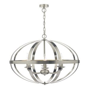 Symbol 6 Light E14 Satin Chrome Adjustable Slightly Flattened Circle Pendant