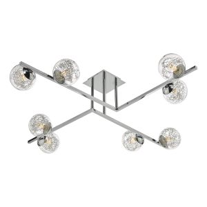 Taghrid 8 Light G9 Polished Chrome Semi Flush Fitting With Wire Glass Clear Shades