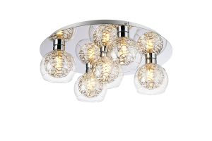 Talia 45cm Flush Ceiling Round, 5 Light G9, Polished Chrome/Silver/Clear Glass