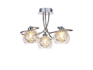 Talia Semi Ceiling Round, 3 Light G9, Polished Chrome/Silver/Clear Glass