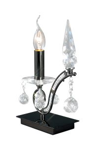 Tara Table Lamp 1 Light E14 Black Chrome/Crystal, NOT LED/CFL Compatible