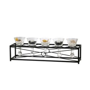(DH) Tessa Candle Holder 5 Black/Clear Glass