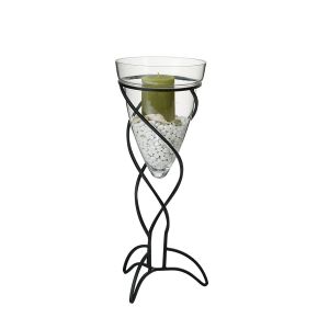 (DH) Tessa Cone Candle Holder 50.5Cm Black/Clear Glass