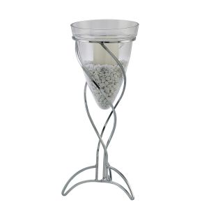(DH) Tessa Cone Candle Holder 50.5Cm Polished Chrome/Clear Glass