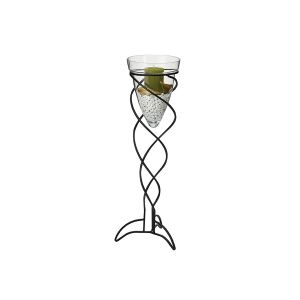(DH) Tessa Cone Candle Holder 70CmBlack/Clear Glass