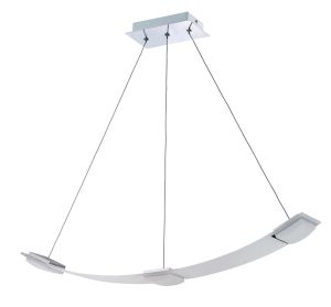 Thea Linear Pendant 3 Light 21W LED 3000K, 1890lm, Satin Aluminium, Frosted Acrylic, 3yrs Warranty