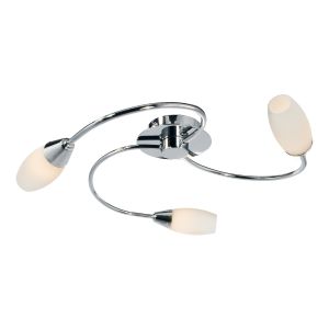 Thursk 3 Light G9 Flush Fitting In Polished Chrome Finish With Opal Glass Shades