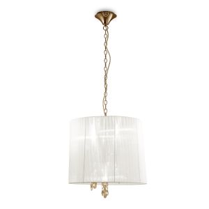Tiffany 50cm Pendant 3+3 Light E14+G9, French Gold With White Shade & Clear Crystal