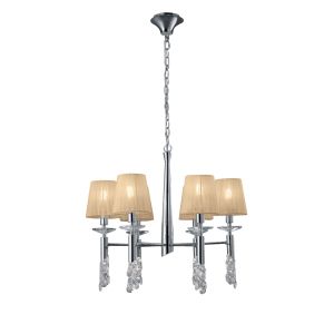 Tiffany Pendant 6+6 Light E14+G9, Polished Chrome With Soft Bronze Shades & Clear Crystal