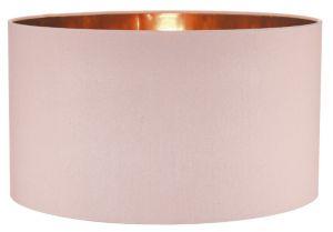 Timon E27 Non Electric Pink Smooth Faux Silk Drum Shade With Metallic Rose Gold Lining (Shade Only)
