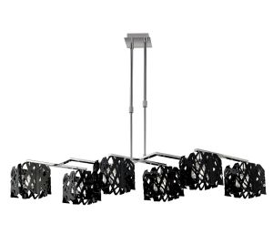 Tokio Rectangular Telescopic 6 Light G9 Line, Gloss Black/Polished Chrome