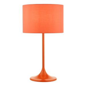 Heim 1 Light E27 Satin Orange Table Lamp With Inline Switch C/W Orange Cotton 33cm Drum Shade