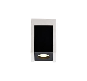 Toledo 1 Light Square Ceiling GU10, White Paintable Gypsum With Matt Black Cover