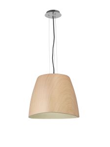 Triangle Pendant Large 1 Light E27, Beech/Polished Chrome