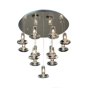 Troy Pendant Round 13 Light G4 Polished Chrome/Crystal, NOT LED/CFL Compatible