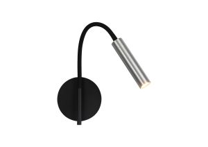 Tudor Wall Lamp, 1 Light Adjustable Switched, 1 x 5W LED, 3000K, 311lm, Black/Aluminium, 3yrs Warranty