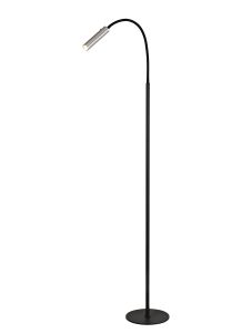 Tudor Floor Lamp, 1 Light Adjustable Switched, 1 x 7W LED, 3000K, 436lm, Black/Aluminium, 3yrs Warranty