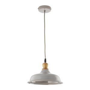 Dar TYG0139 Tygo 1 Light Pendant Grey & Wood Finish