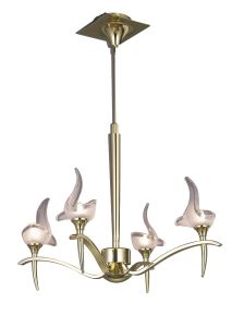 Viena 53cm Telescopic Pendant Round 4 Light G9, Polished Brass