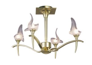 Viena 53cm Semi Flush Round 4 Light G9, Polished Brass