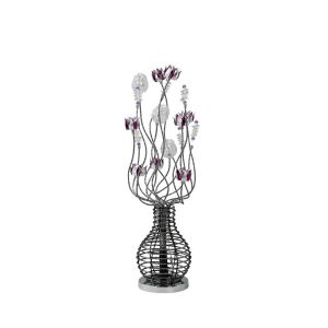 (DH) Viola Table Lamp 5 Light G4 Black/Purple/Chrome/Crystal, NOT LED/CFL Compatible