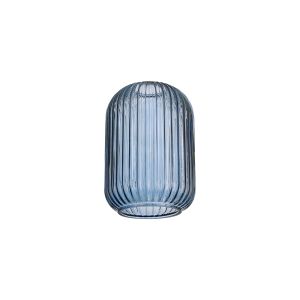 Vista 14cm Tubular Ribbed Glass (D), Petrol Blue