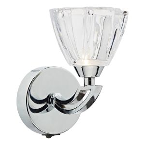 Vito 3 Light G9 Polished Chrome Wall Light With Rocker Switch C/W Beautifully Shaped Clear Crystal Glass Shade