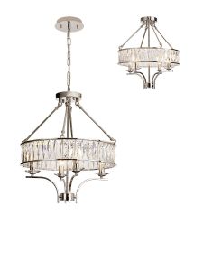 Vivienne Pendant/Semi Ceiling 4 Light E14 Polished NIckel/Crystal