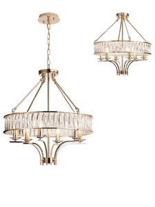 Vivienne Pendant/Semi Ceiling 6 Light E14 French Gold/Crystal