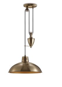 Wellington 37cm Pulley System Pendant 1 Light E27 Antique Brass