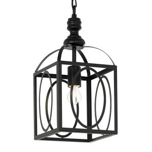 Endon WHITMAN-1BL 1 Light Pendant In Black 1 Light In Painted