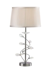 Willow Table Lamp With White Shade 1 Light E27 Polished Chrome/Crystal