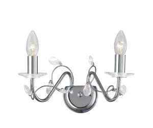 Willow Wall Lamp WITHOUT SHADE 2 Light E14 Polished Chrome/Crystal