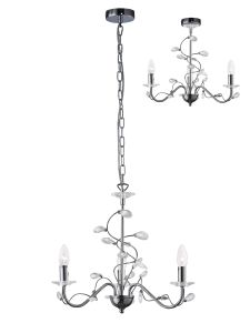 Willow Pendant WITHOUT SHADE 3 Light E14 Polished Chrome/Crystal