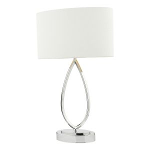 Wyatt 1 Light E27 Polished Chrome 3 Stage Touch Table Lamp C/W Ivory Linen Shade